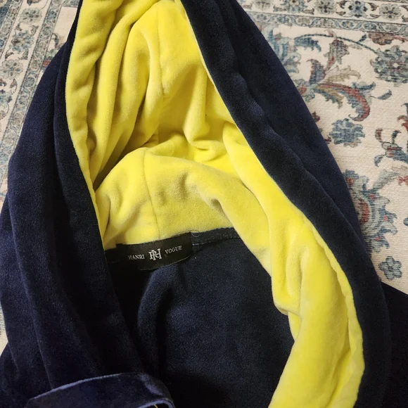Navy Blue and Yellow Women's Hoodie Sweater - Picture 8 of 12